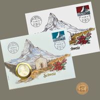 Schweiz Gedenk-Umschlag Zermatt Matterhorn – 2 FDC/Fünfliber