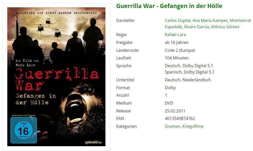 Tutti i DVDs: Guerrilla War - Gefangen in der Hölle – Usato da Emmetten venduto da SVollenweider
