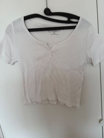 Damen Rippen-Shirt weiss Grösse M