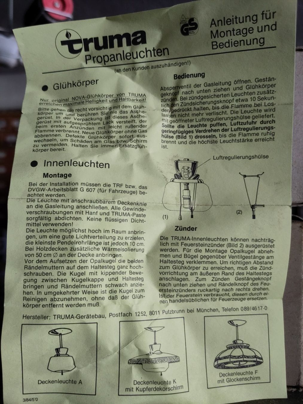 Kronleuchter & Deckenlampen: Gaslampe – Neu (gemäss Beschreibung) aus Möhlin von Panjo63 3