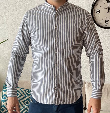 Hemd Marke "Mango", blau-weiss gestreift, Grösse L, slim fit