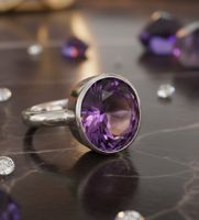 Silberring 925 mit Amethyst Zirkon (rhodiniert) - Neu