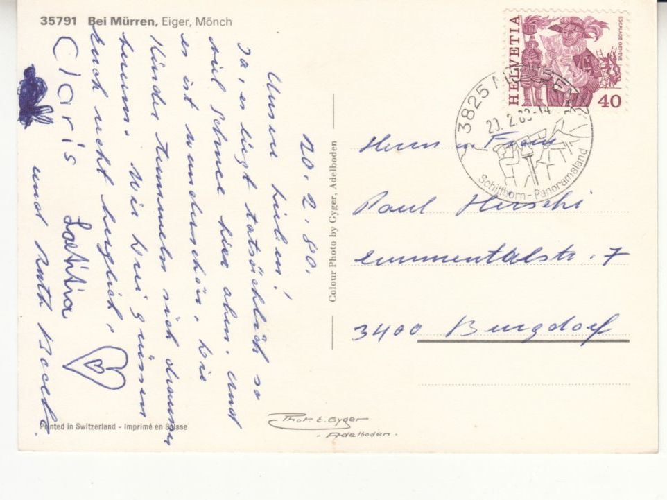 Cartoline postali: Mürren 1980 – Usato da Bürglen TG venduto da StampGraf 1