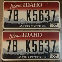 🇺🇸 2x Paar U.S. Autoschild, Idaho 7B K5637 - ORIGINAL