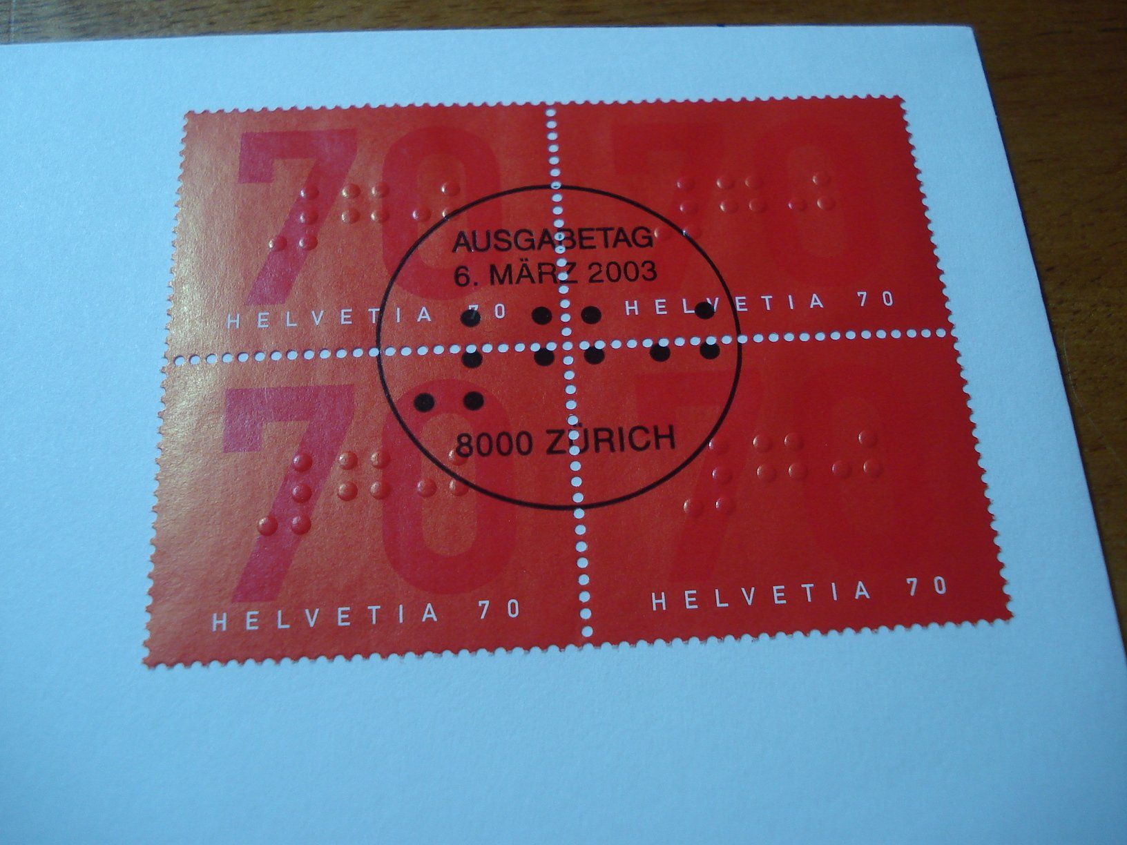 Tous les timbres: Blindenmarke, 2003, FDC Einzel + 4erblock – D'occasion à Niederwil AG par morostahu