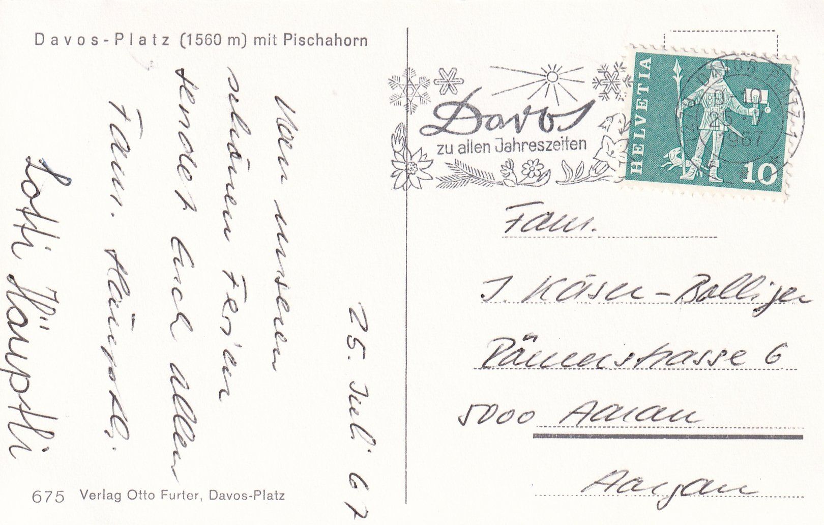 Cartoline postali: Davos-Platz mit Pischahorn /bo – Usato da Hombrechtikon venduto da Rudolf07 1