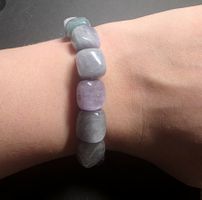 💜💚 Wunderschönes Kunzit & Hiddenit Freiform-Armband B💚💜