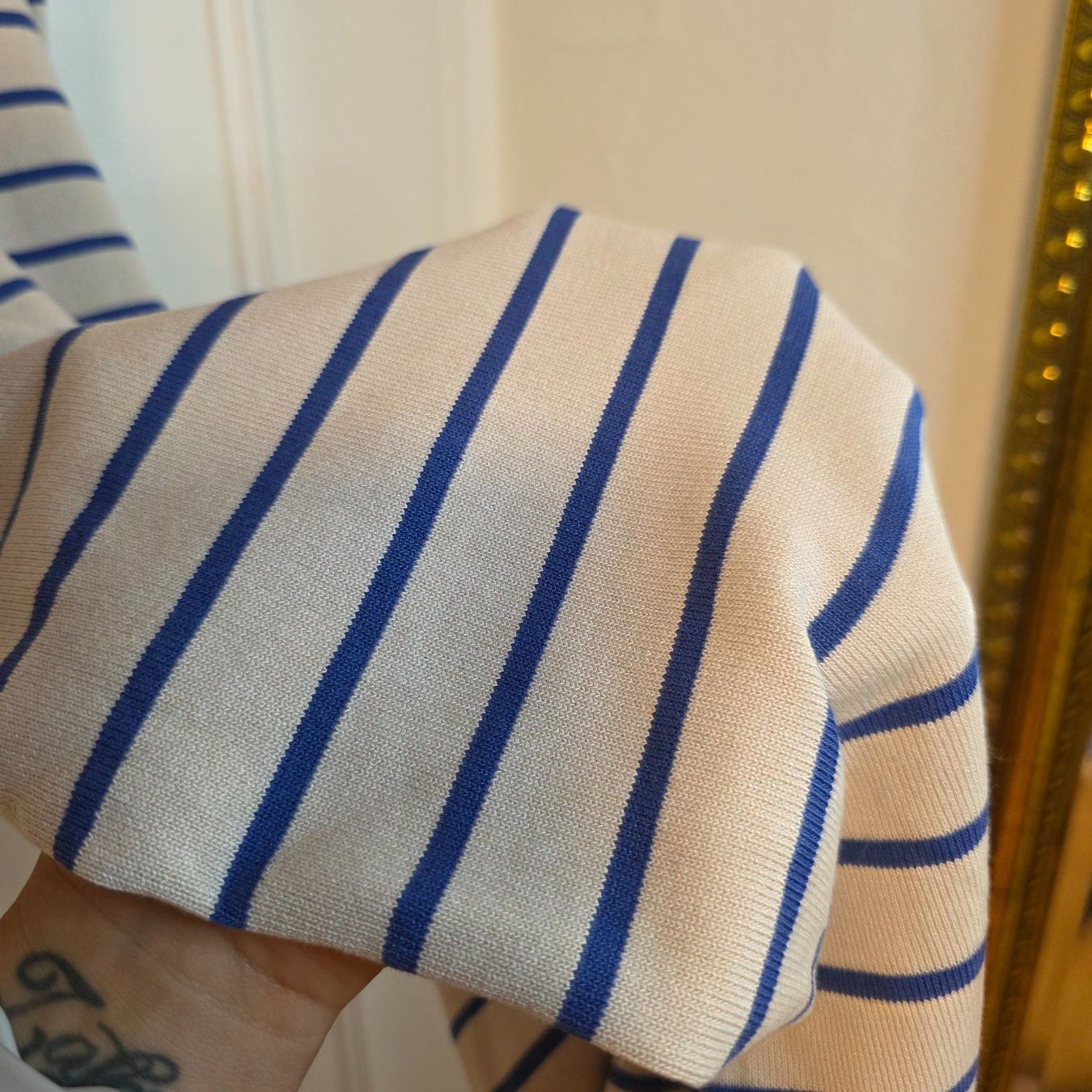 Vestiti: Creme Kleid mit blauen Streifen – Usato da Wald ZH venduto da CapLux 8