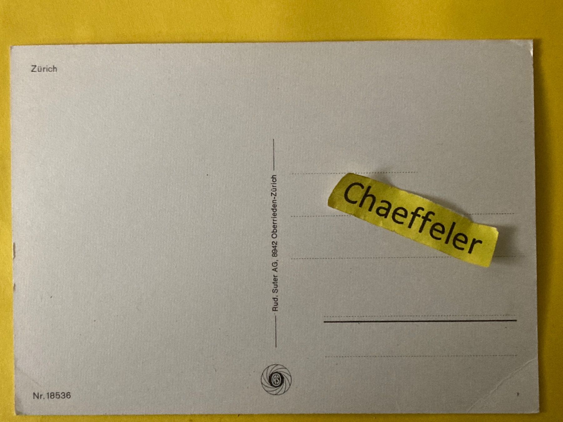 Cartoline postali: Zürich – Usato da Zürich venduto da Chaeffeler 1