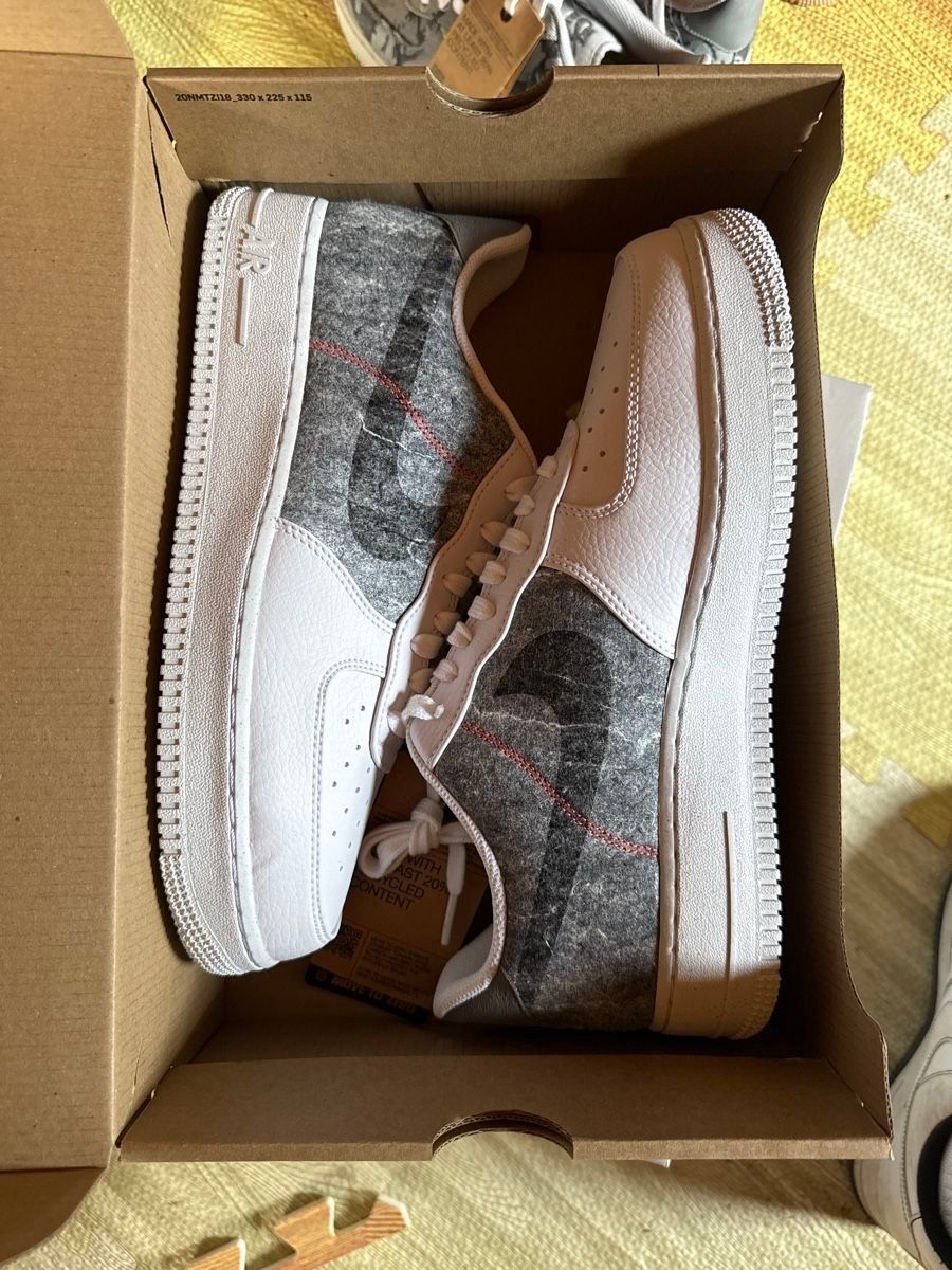 Nike Scarpe da uomo: Nike Air Force 1 Recycled Wool Pack - White Light Smoke Grey – Nuovo e nell'imballaggio originale da Genève venduto da dorco 8