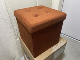 Brauner Cord Hocker / Aufbewahrungsbox - Top Zustand!