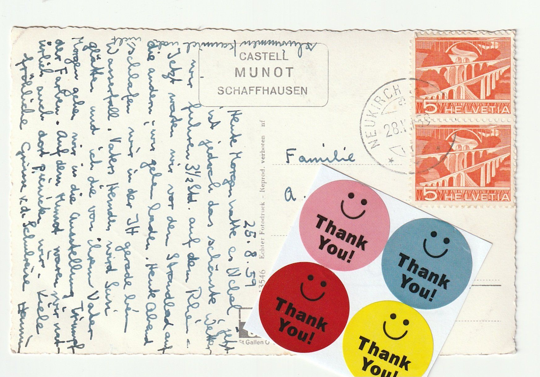 Ansichtskarten: Postkarte 1959, Rheinfall, Schaffhausen – Gebraucht aus St. Gallen von Ricardo_Deals 1