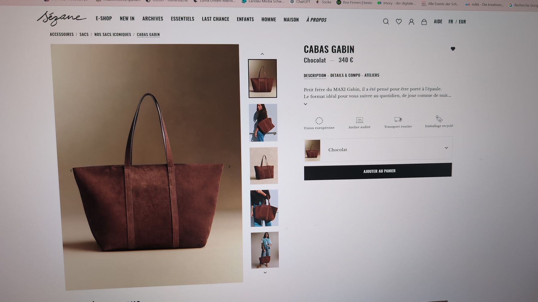 Sezane Sacs femmes: sac Sezane marron cabas Gabin chocolat  – D'occasion à Biberstein par ameliecimador 5