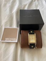 Michael Kors Damenuhr Gold mit schwarzem Lederarmband