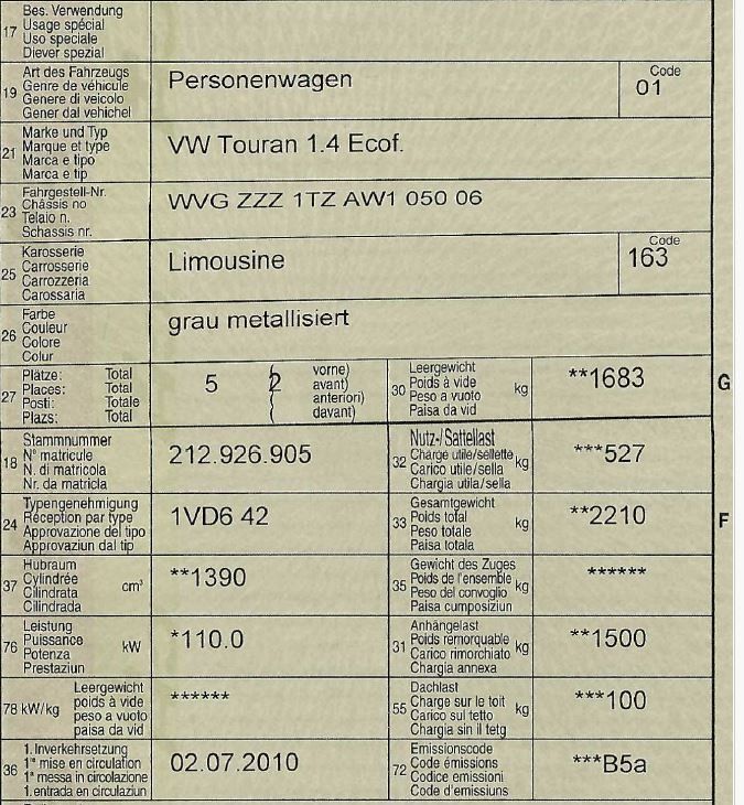 Volkswagen Cerchioni: Felgen VW Touran – Usato da Längenbühl venduto da gengele 9