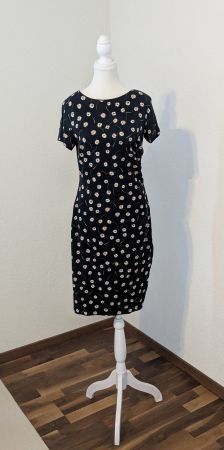 Sommerkleid schwarz mit Blumenmuster Gr. 38 👗🌸🌼