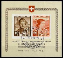 1941, W98I/99I, Block PJ gestempelt ET BERN, Attest (15971)