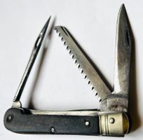 Antikes Victoria-Sackmesser mit Säge, Ahle und Klinge,9.5 cm