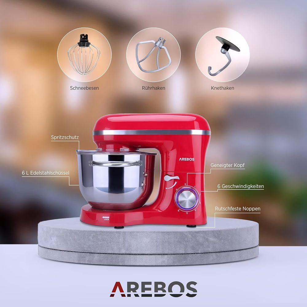 Elettrodomestici da cucina: Arebos Küchenmaschine Rot - Neu – Nuovo (secondo la descrizione) da Nebikon venduto da warendiscount 3