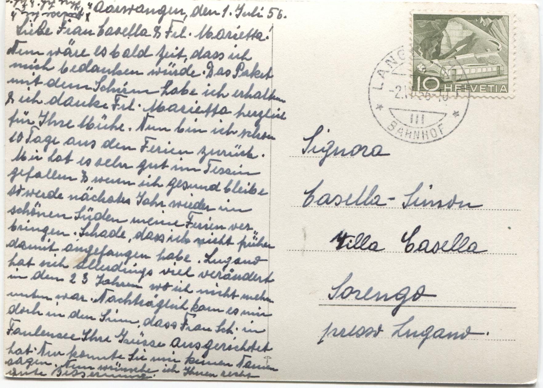 Cartoline postali: AARWANGEN BE 1956 – Usato da Wil SG venduto da Clanx 1