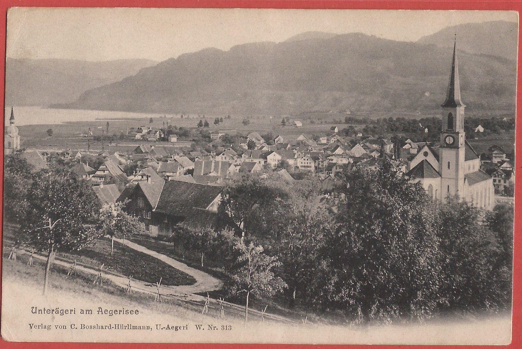 Cartoline postali: Unterägeri mit Aegerisee - 1905 – Usato da Fislisbach venduto da Porano