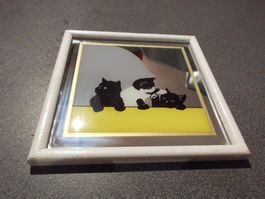 Bild Spiegel mit drei Katzen, weisser Rand
