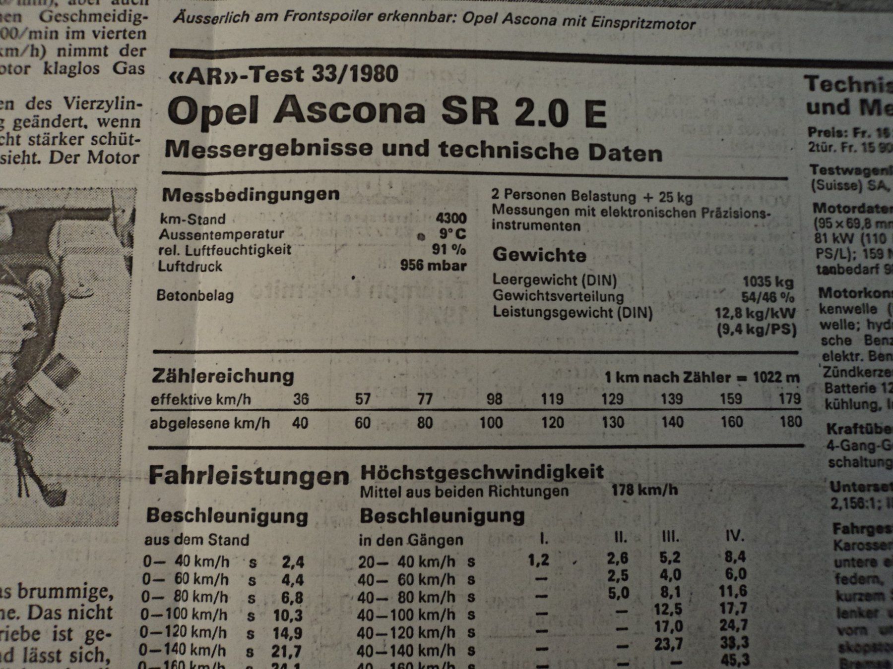 Opel Dokumente: Prospekt Test AR Opel Ascona SR 2.0E von 1980 – Gebraucht aus Schwarzenburg von modelCARama 3