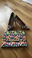 Dune Schuhe High Heels &  Dune Tasche  farbenfrohes Set