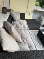 Lounge Set Rattanoptik mit Tisch schwarz