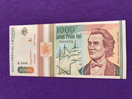 >> 71 << Romania - Rumänien - 1000 Lei UNC - Eminescu