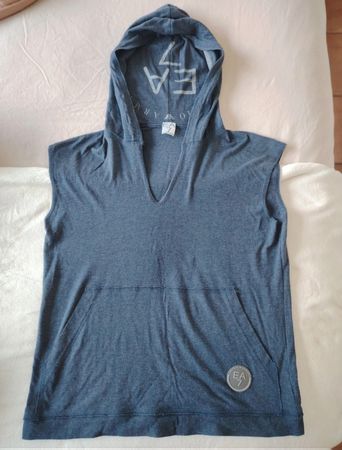 T-shirt à capuche EA7 Emporio Armani bleu taille L