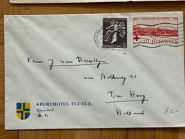 Brief 1959 Sporthotel Fluela nach Den Haag