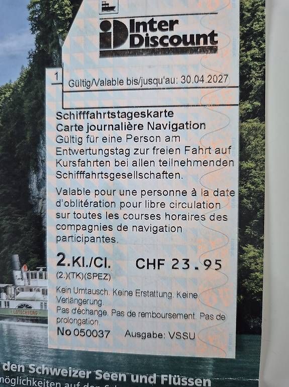 Tickets: Tageskarte Schiffahrt – Neu und originalverpackt aus Küssnacht am Rigi von Rigi87