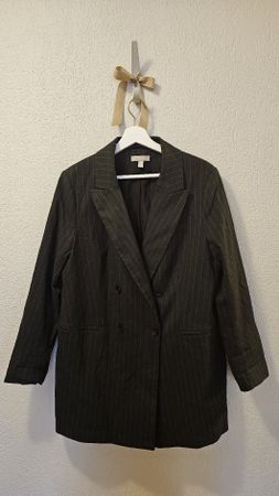 H&M Nadelstreifen-Blazer in Antrazit