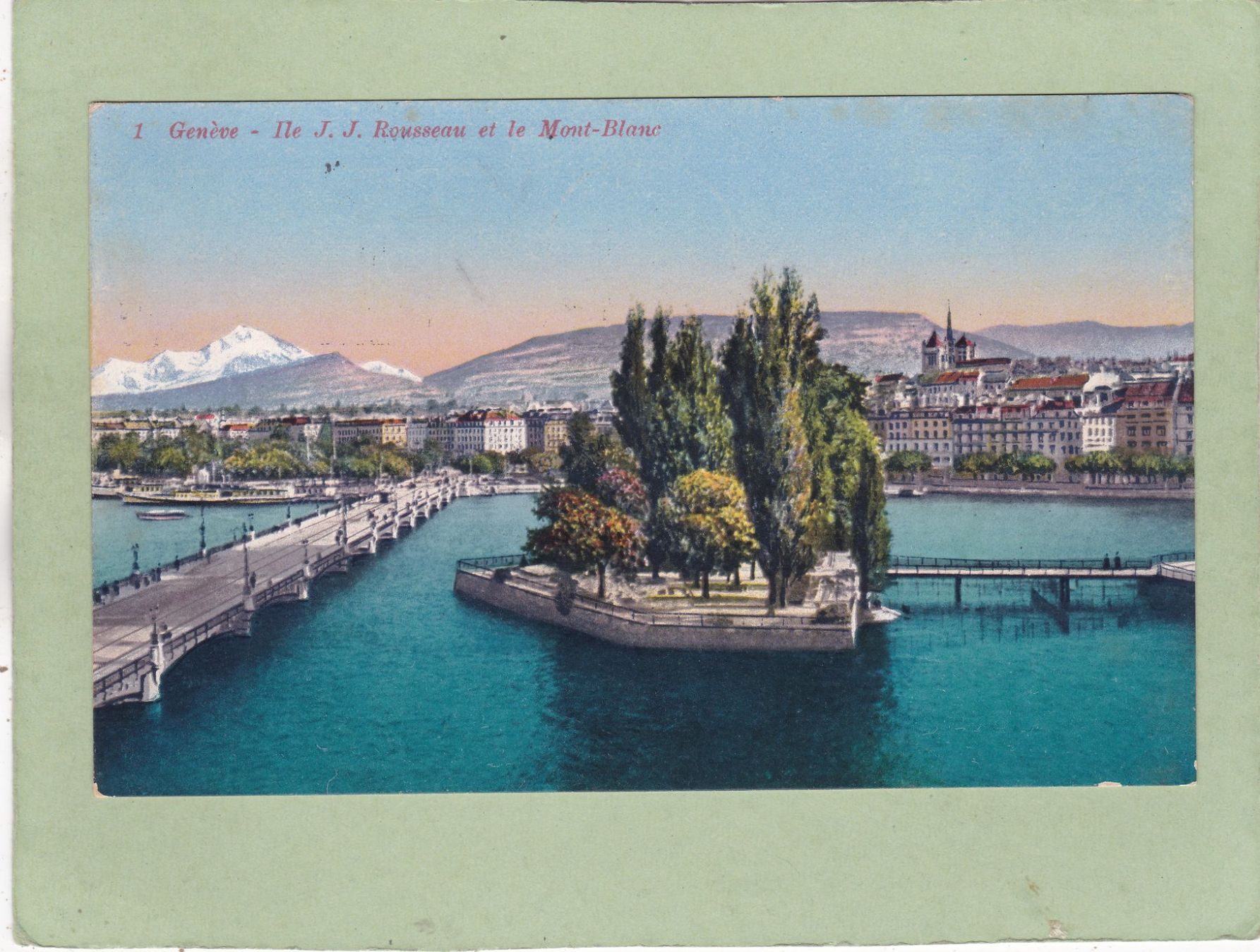 Cartoline postali: Genève Ile J.J. Rousseau 1923 – Usato da Herisau venduto da Lisegrat2008