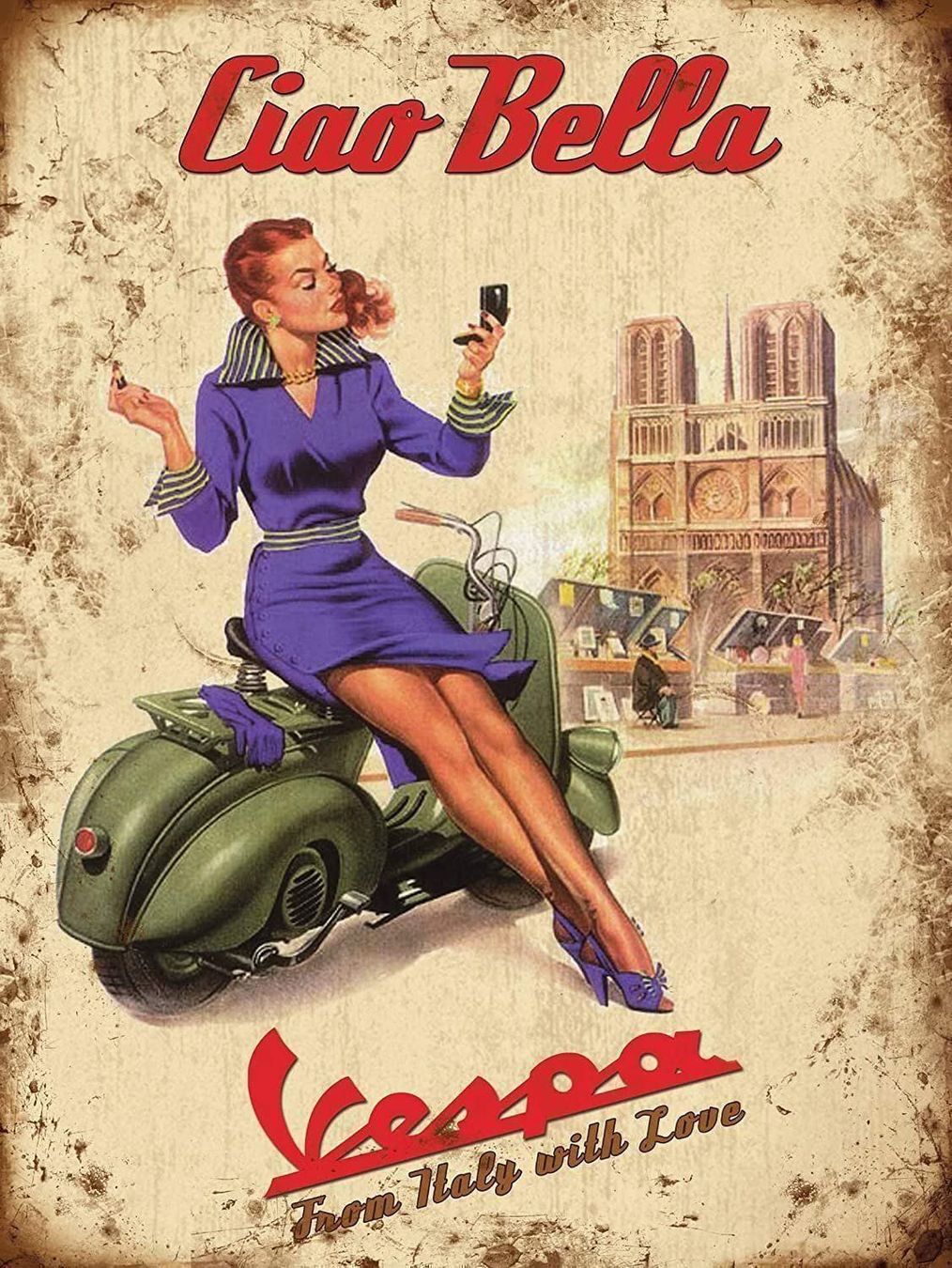 Vespa Insegne: Plaque vintage Blechschild Piaggio Vespa – Nuovo e nell'imballaggio originale da Uvrier venduto da AlpineTreasures