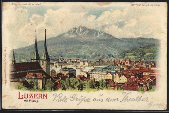 Cartes postales: Litho Luzern, Teilansicht mit Pilatus, M – D'occasion à Berlin par bartko-reher