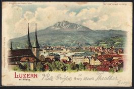 Litho Luzern, Teilansicht mit Pilatus, M
