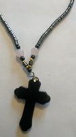 Hämatit Kette mit Kreuz 42cm