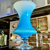 MURANO VENEDIG VINTAGE FUSSVASE OPALINGLAS, 70-ER, H-27,5 CM