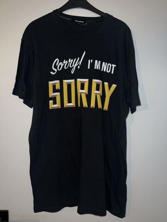 Dsquared2 Black T-shirt, 'Sorry! I'm Not Sorry' — Size L