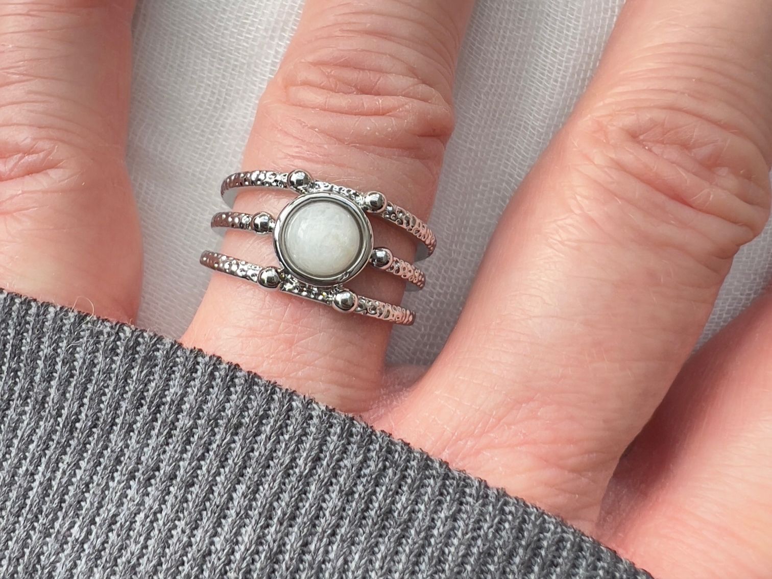 Anelli: Bague avec pierre de lune - Mondstein Edelstahlring – Nuovo (secondo la descrizione) da Pully venduto da sunaddict