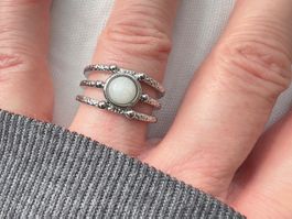 Bague avec pierre de lune - Mondstein Edelstahlring