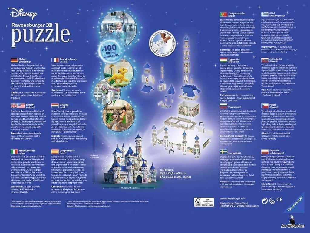 Ravensburger Puzzle: 3D Puzzle Disney Schloss 125876 – Nuovo e nell'imballaggio originale da Birsfelden venduto da der-Wegweiser 2