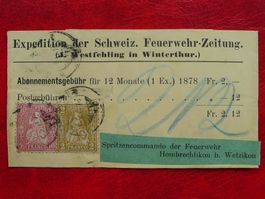 1878: Streifband, FEUERWEHR-Zeitung: HOMBRECHTIKON +Nr.37+38