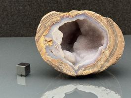 Agate (chalcedony) geode with drusic quartz