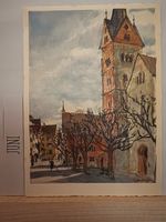 AK mit Kunst von E. Hulftegger / Münsterplatz Schaffhausen