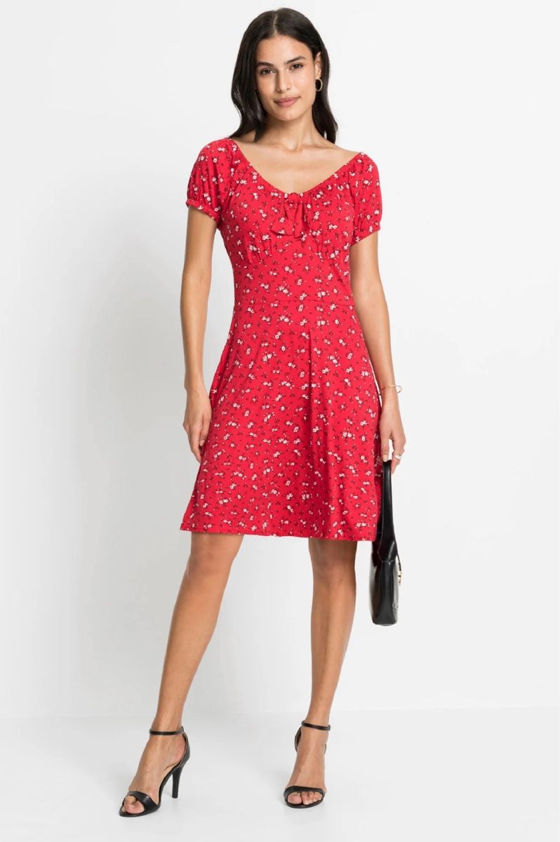 Kleider: Sommerkleid rot Blumenmuster von Bonprix – Neu (gemäss Beschreibung) aus Luzern von Fledermaus82 1
