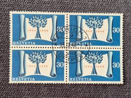 Briefmarken Schweiz 1948 30 Rappen 4er Block gestempelt