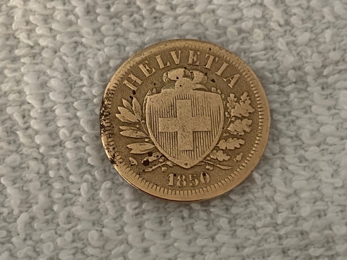 Alle Münzen: 2 centimes/Rappen 1850 – Gebraucht aus Nyon von Ilmi09